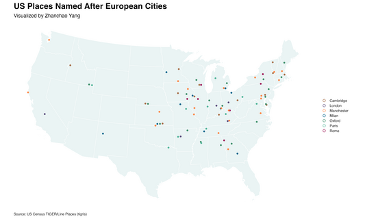 US Places Named After European Cities by Zhanchao Yang