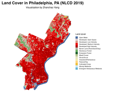 Land Cover in Philadelphia, PA (NLCD 2019) by Zhanchao Yang